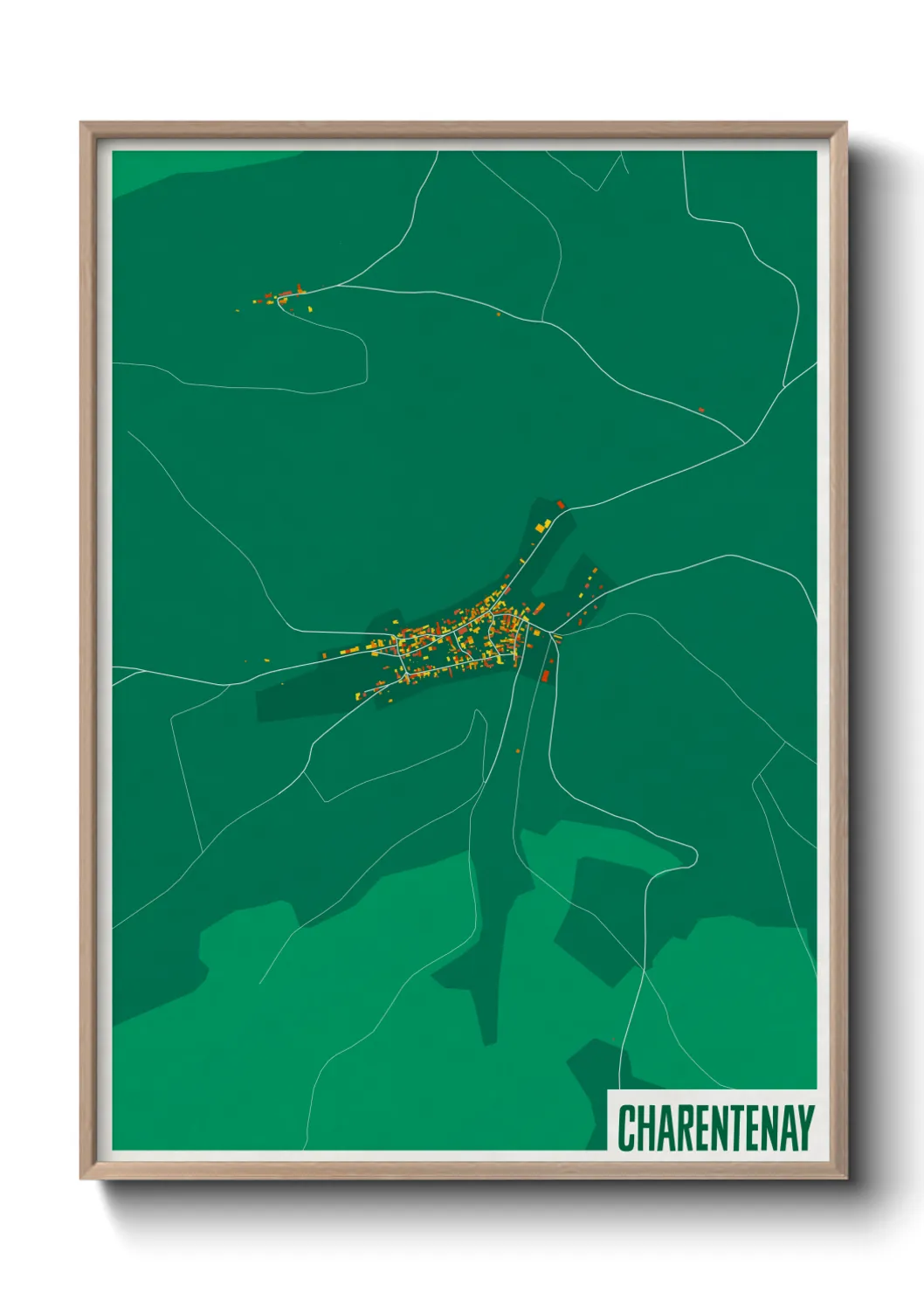 Une affiche de carte sur Charentenay