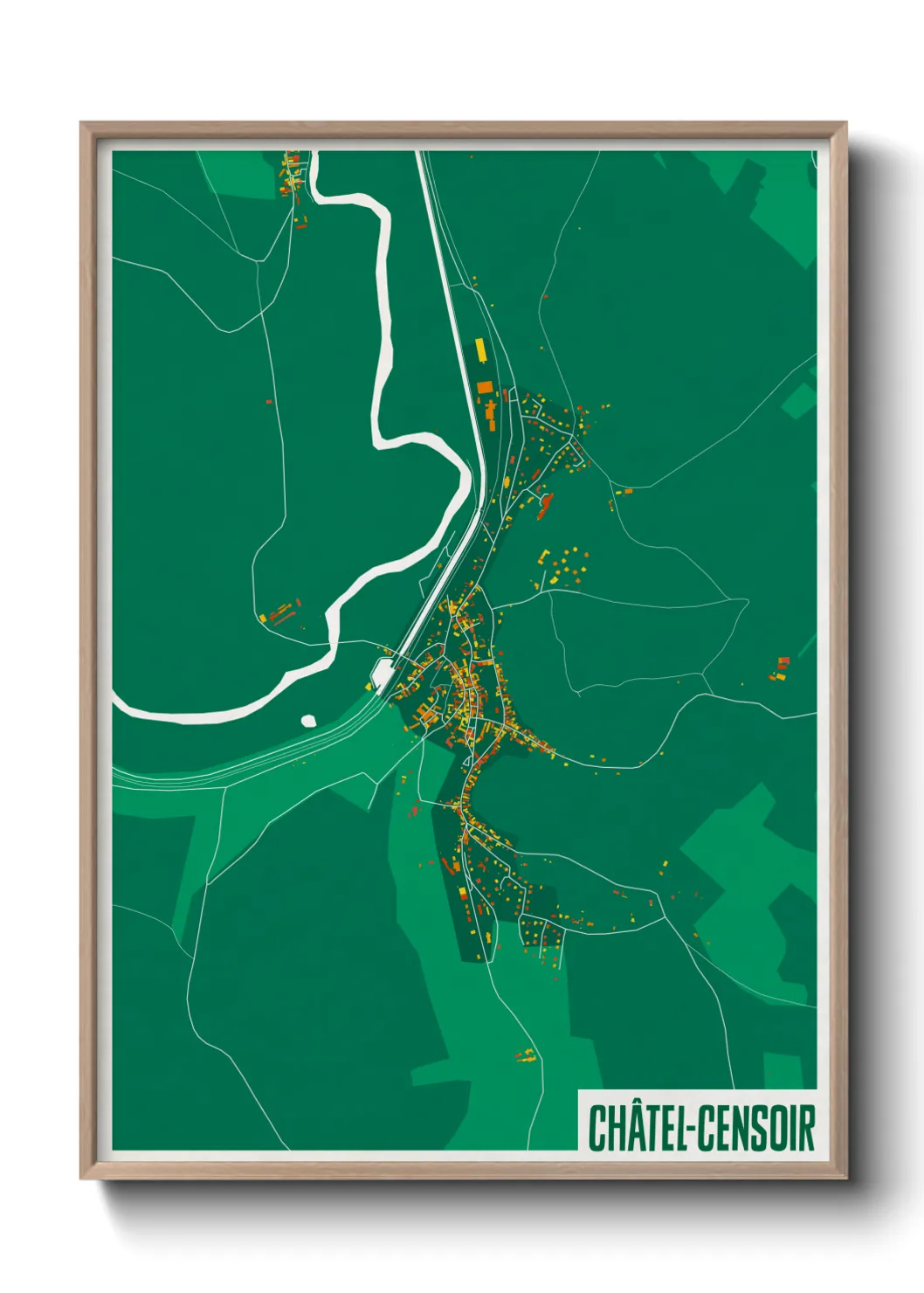 Une affiche de carte sur Châtel-Censoir