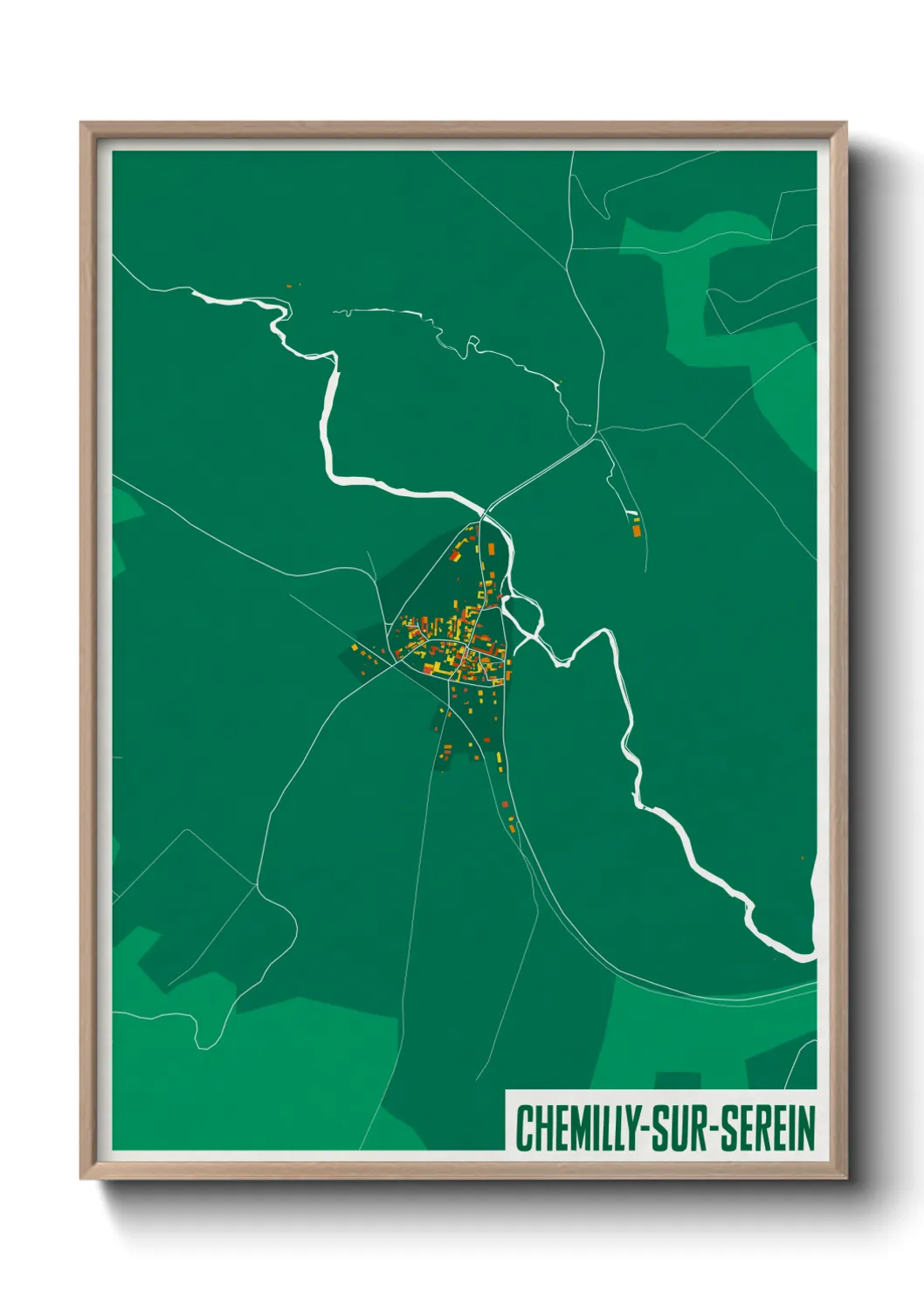 Une affiche de carte sur Chemilly-sur-Serein