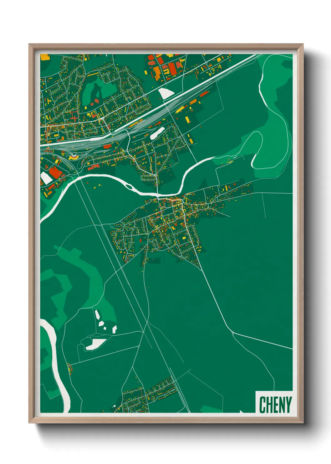 Une affiche de carte sur Cheny