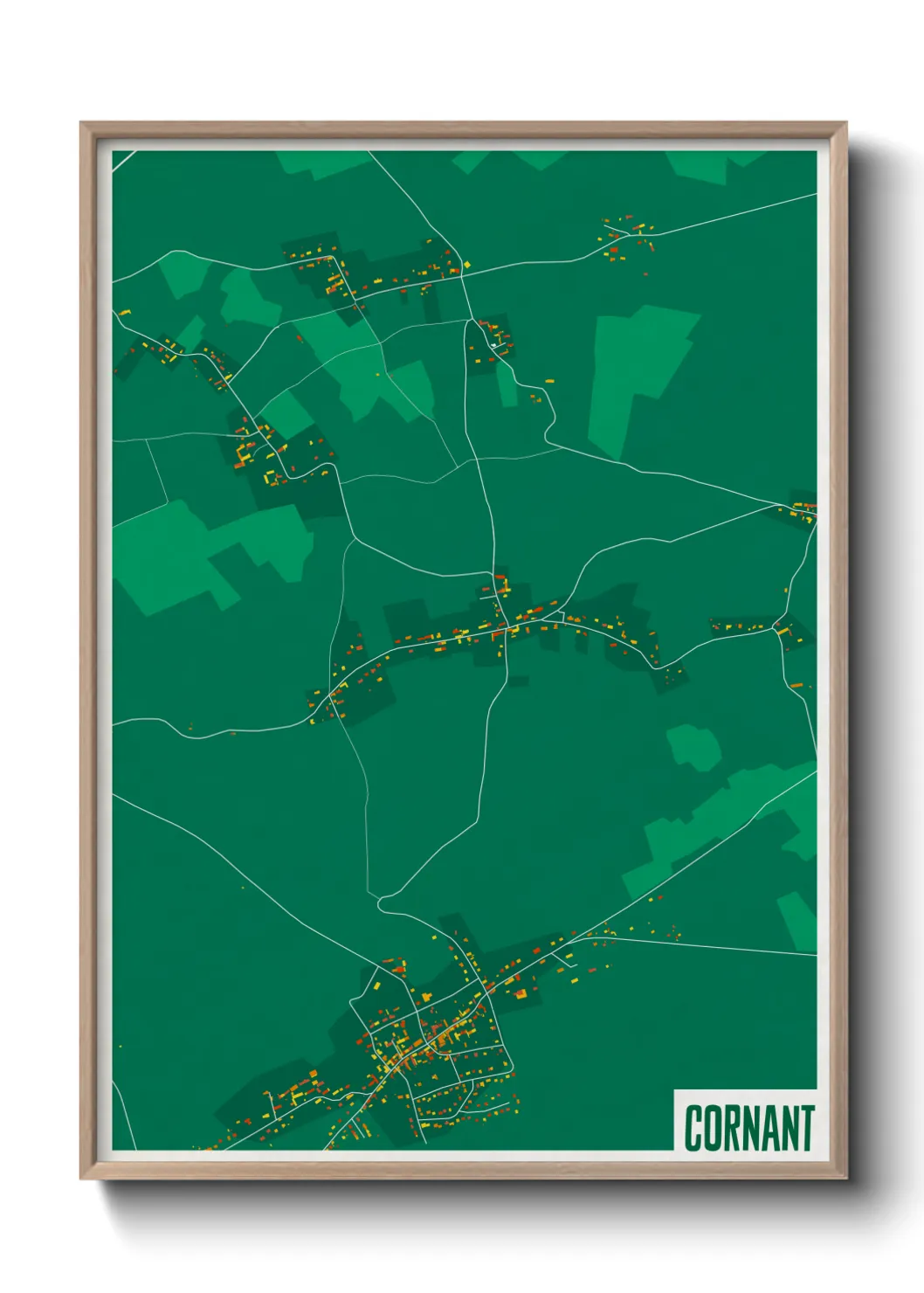 Une affiche de carte sur Cornant