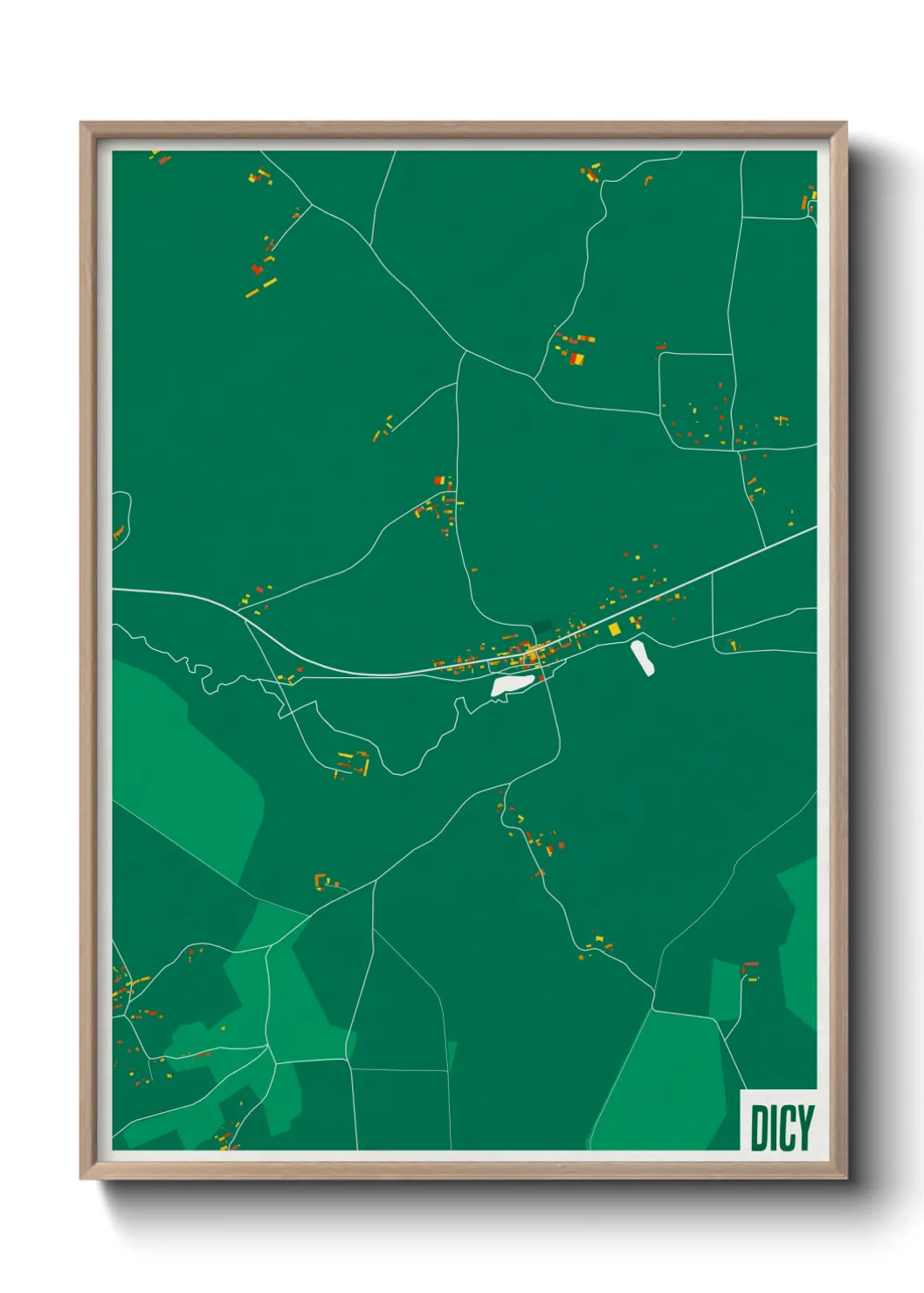 Une affiche de carte sur Dicy
