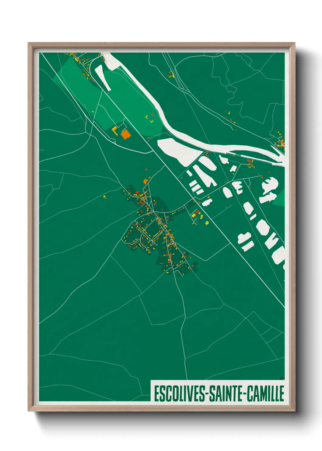 Une affiche de carte sur Escolives-Sainte-Camille