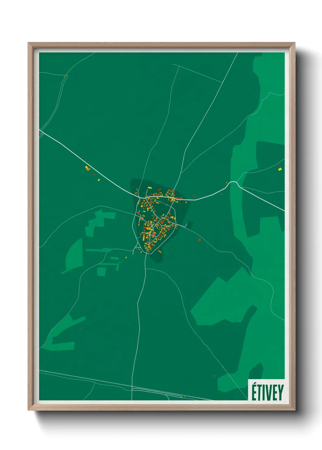 Une affiche de carte sur Étivey