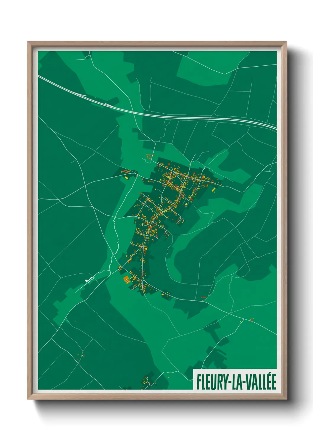 Une affiche de carte sur Fleury-la-Vallée