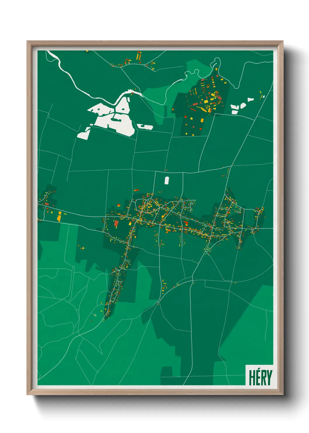Une affiche de carte sur Héry