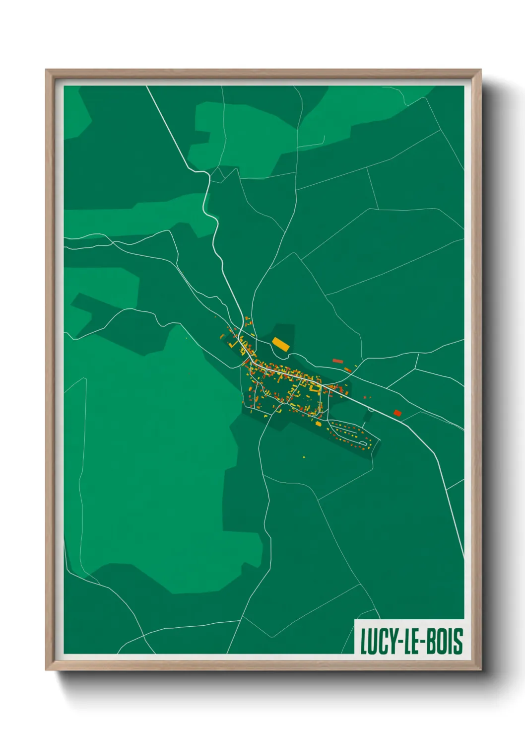 Une affiche de carte sur Lucy-le-Bois