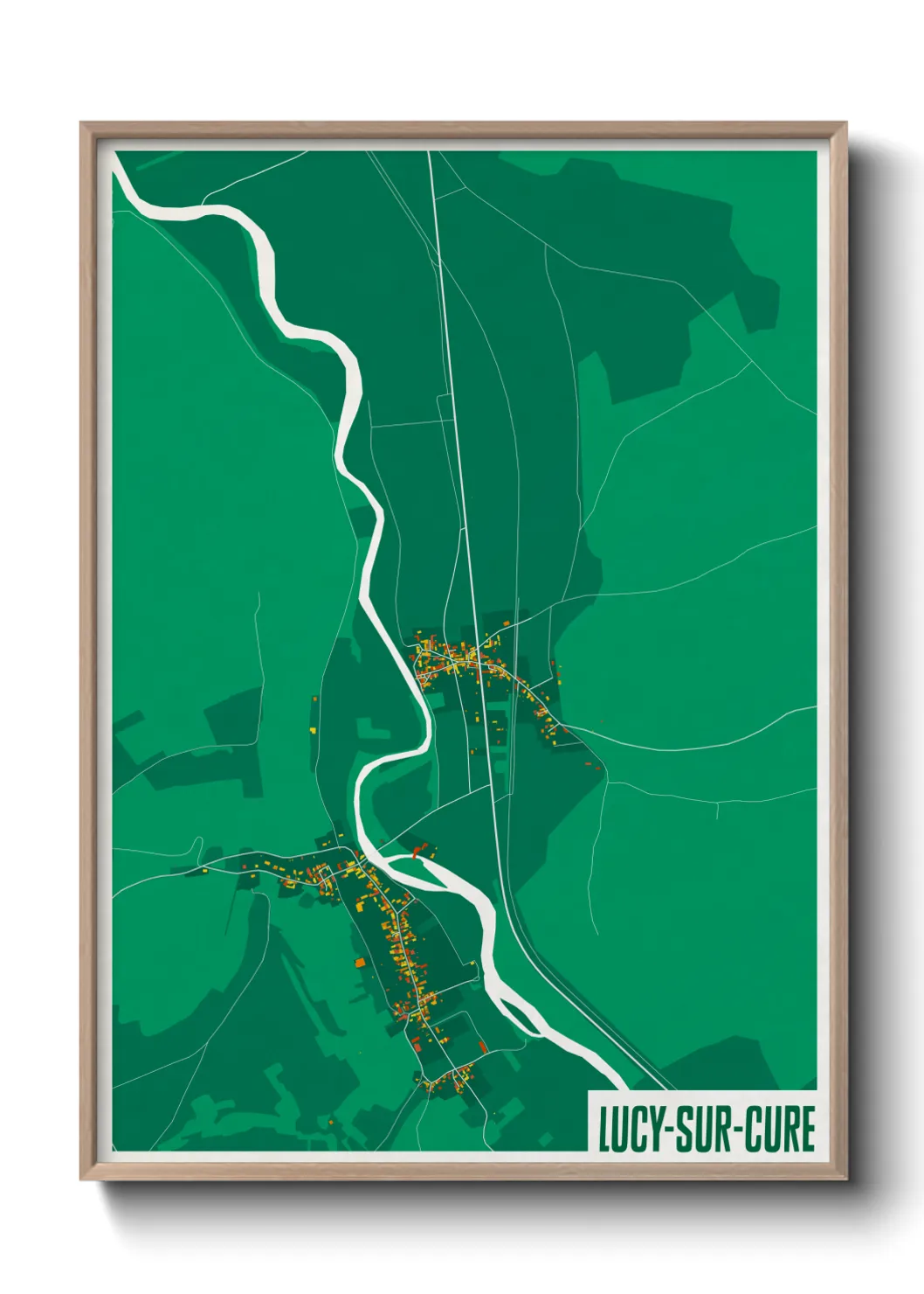 Une affiche de carte sur Lucy-sur-Cure