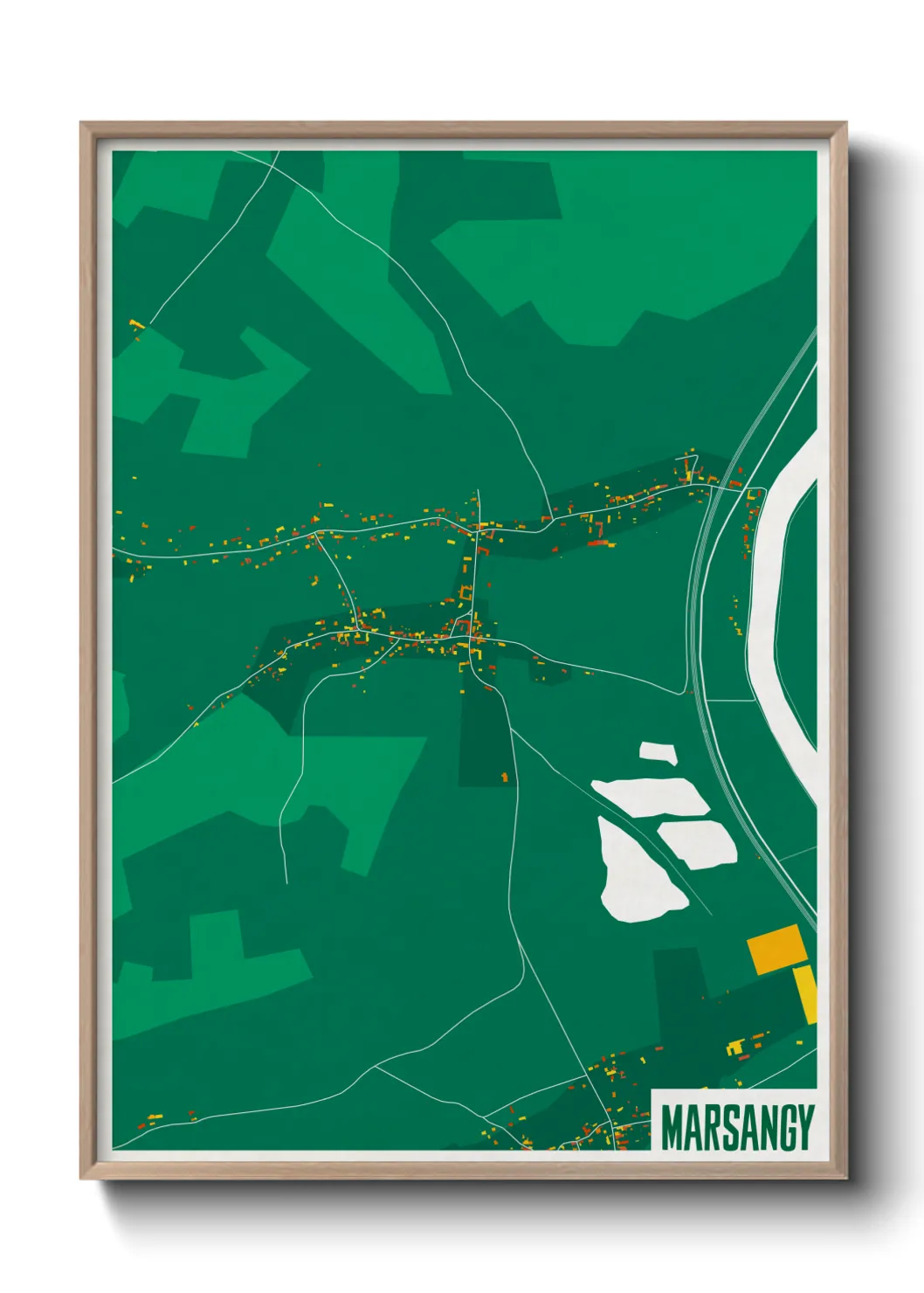 Une affiche de carte sur Marsangy