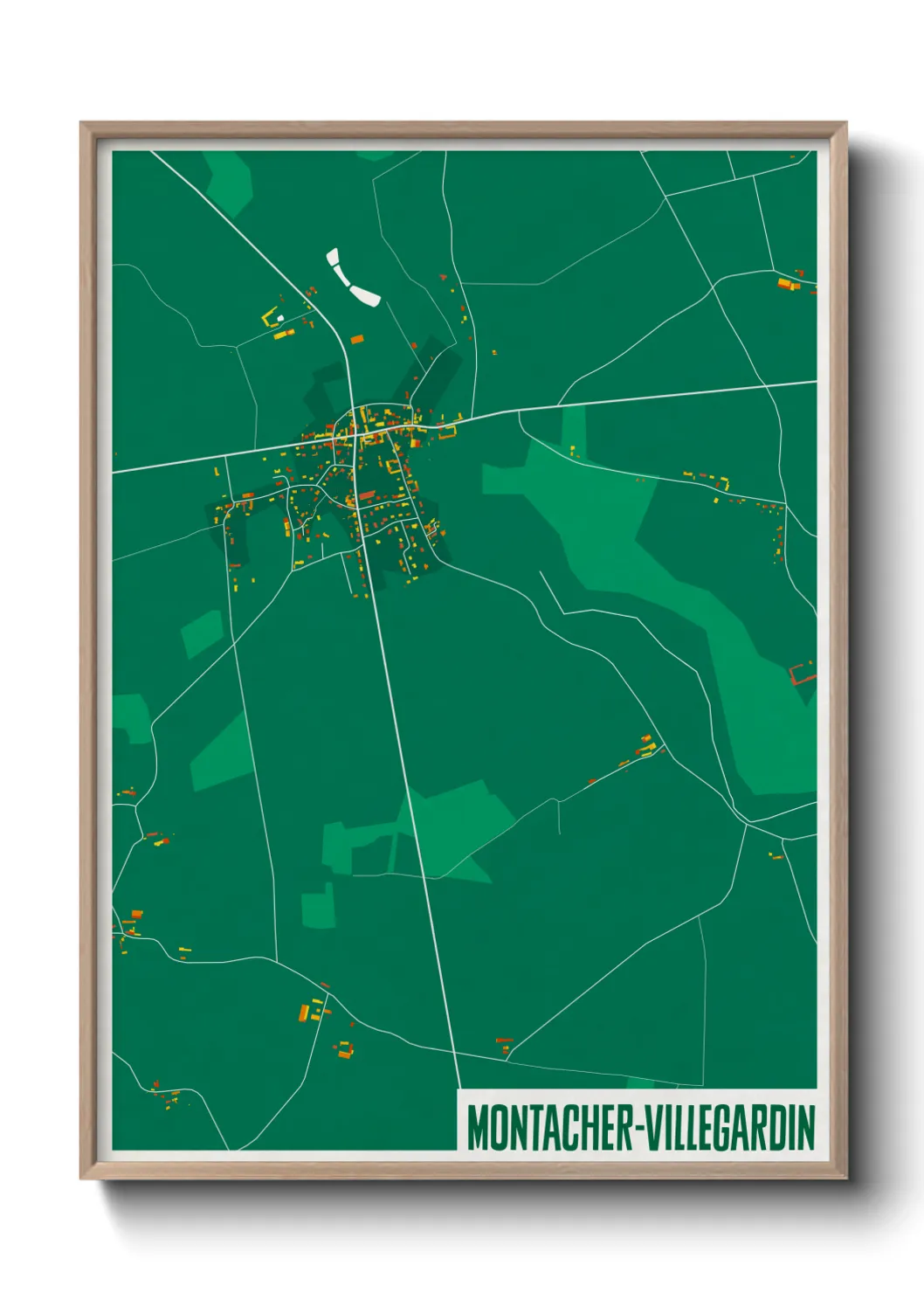 Une affiche de carte sur Montacher-Villegardin