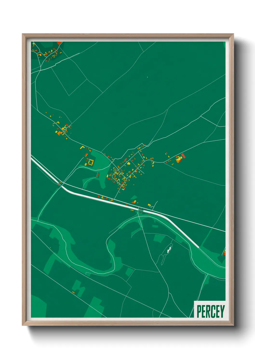 Une affiche de carte sur Percey