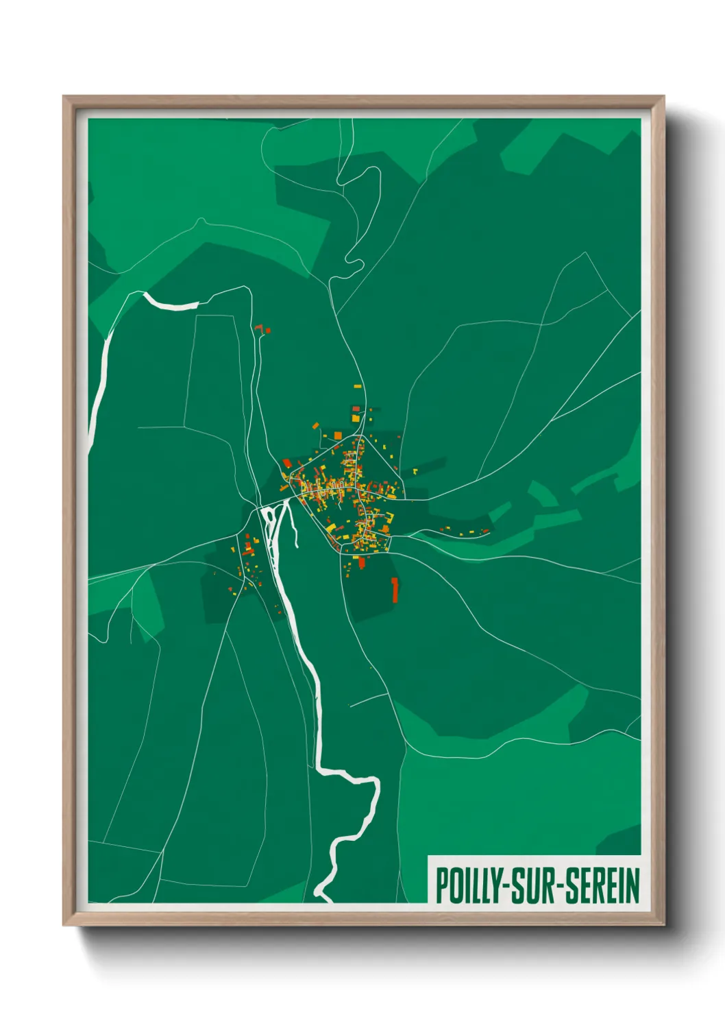 Une affiche de carte sur Poilly-sur-Serein