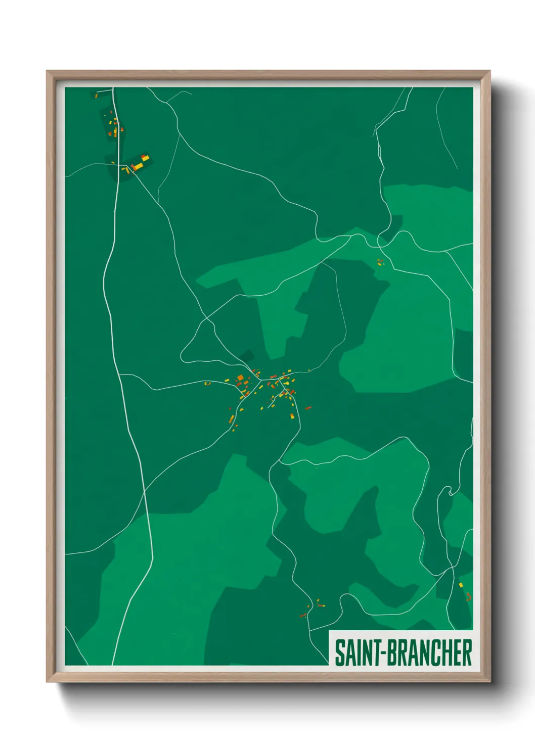 Une affiche de carte sur Saint-Brancher