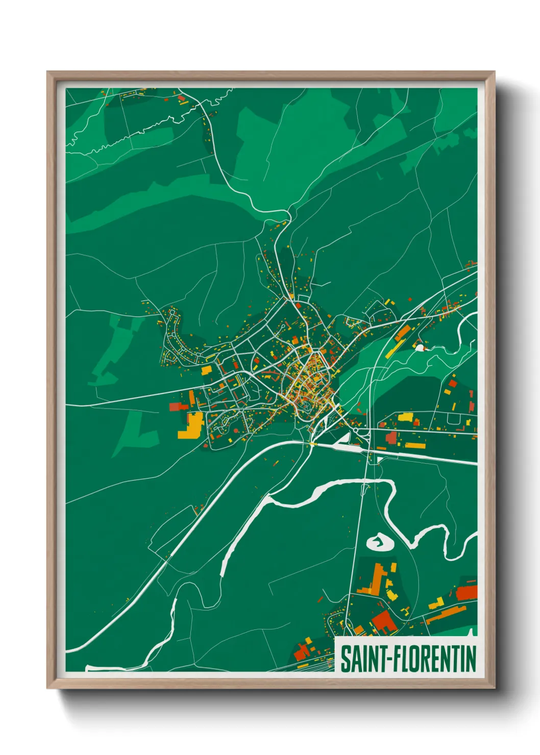 Une affiche de carte sur Saint-Florentin