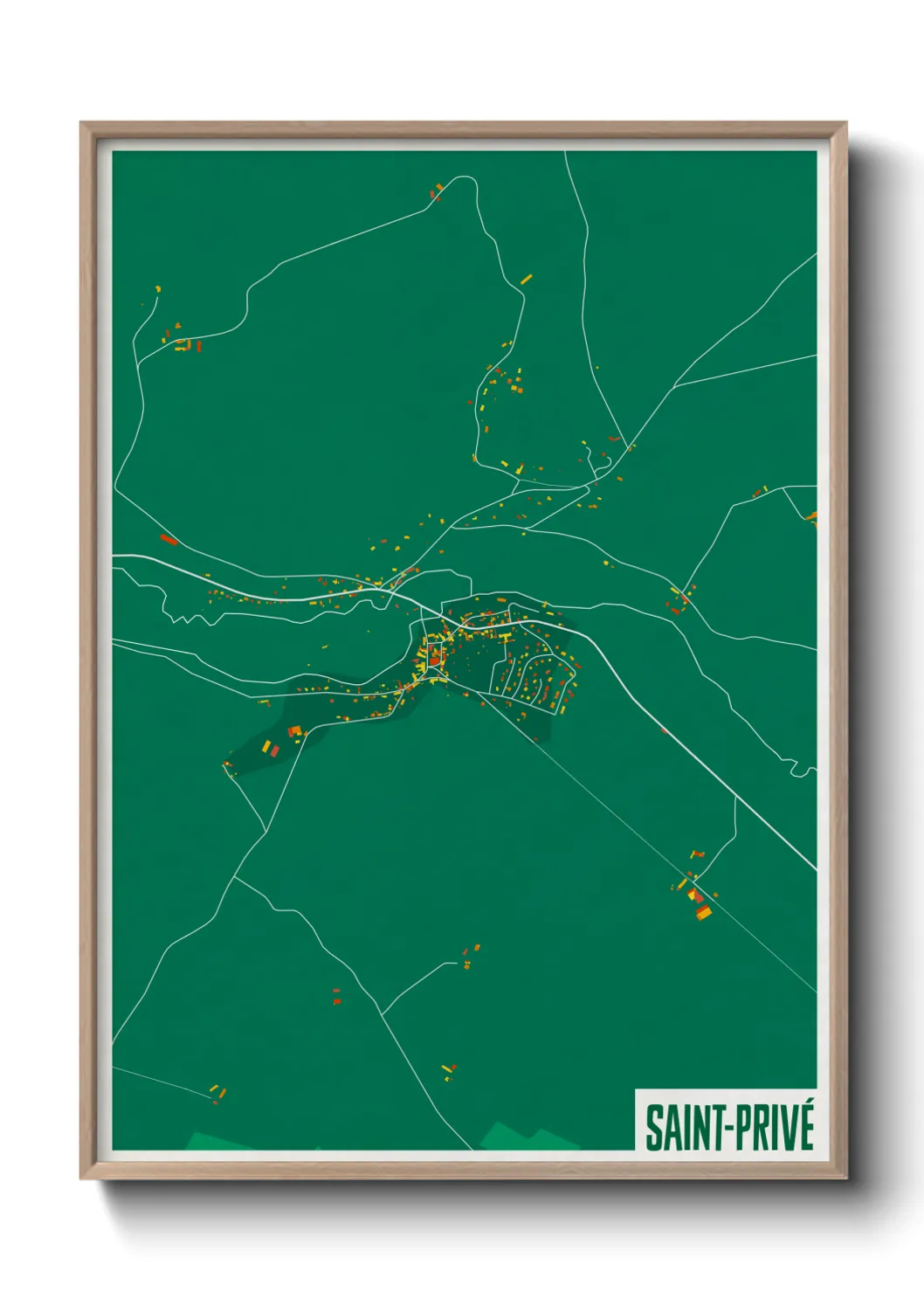 Une affiche de carte sur Saint-Privé