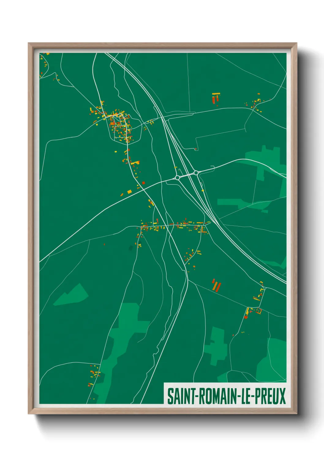 Une affiche de carte sur Saint-Romain-le-Preux