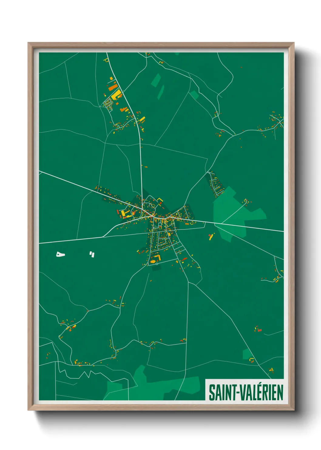 Une affiche de carte sur Saint-Valérien