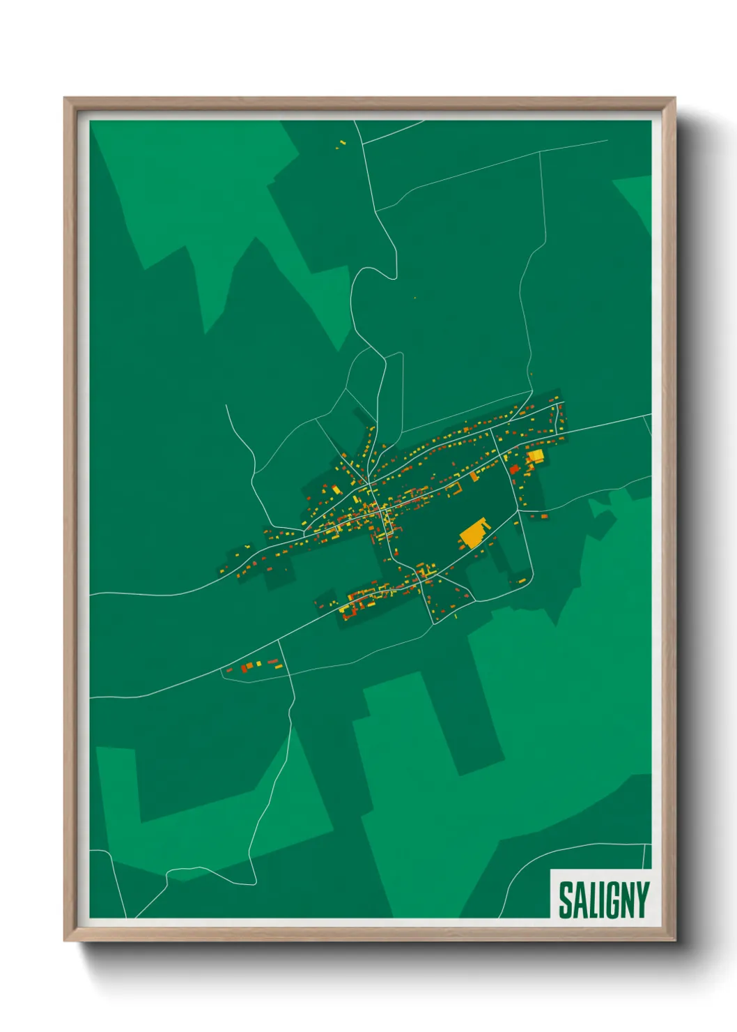 Une affiche de carte sur Saligny