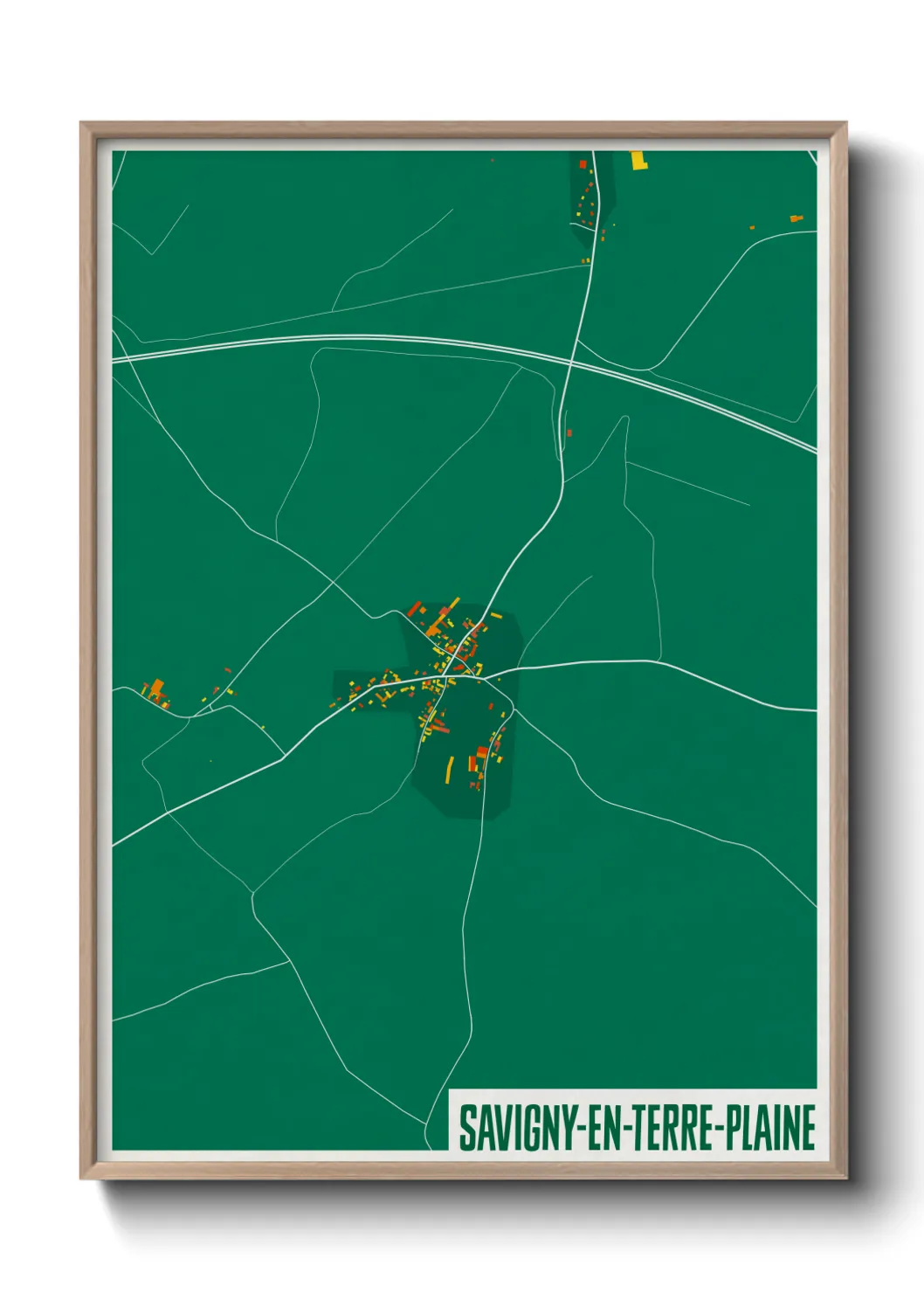 Une affiche de carte sur Savigny-en-Terre-Plaine