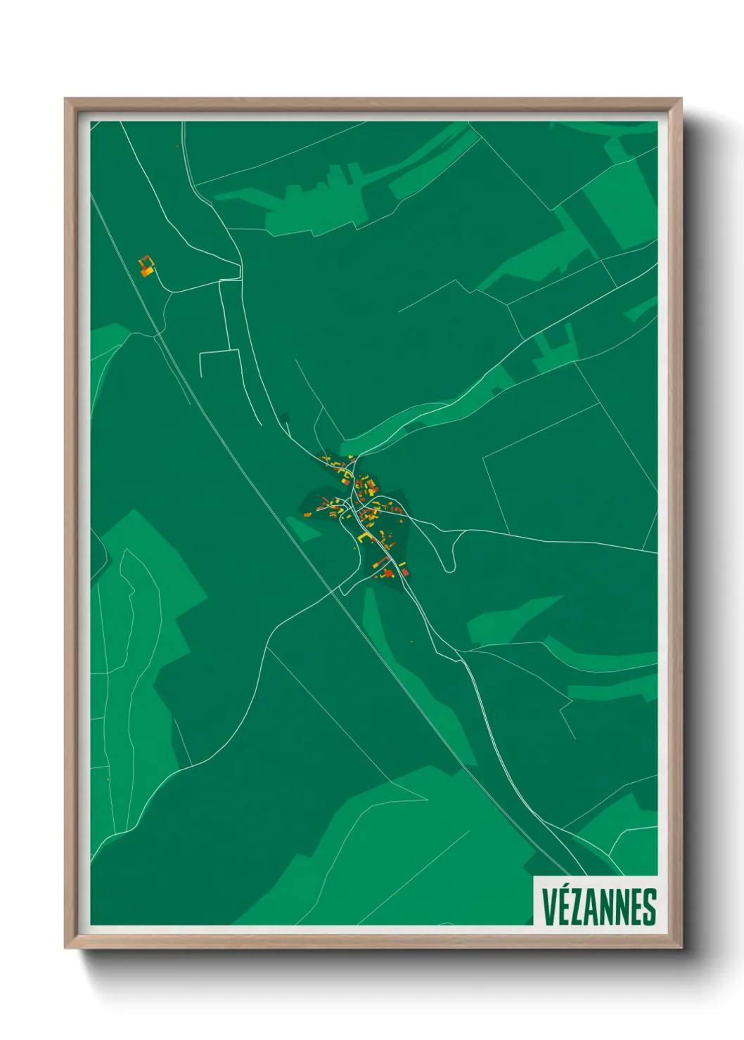 Une affiche de carte sur Vézannes