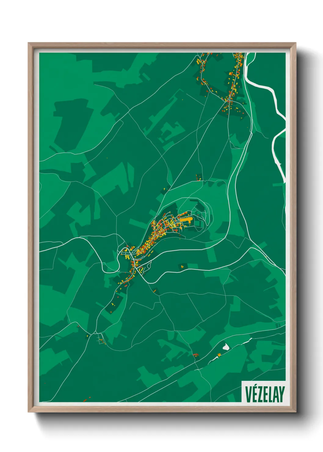 Une affiche de carte sur Vézelay