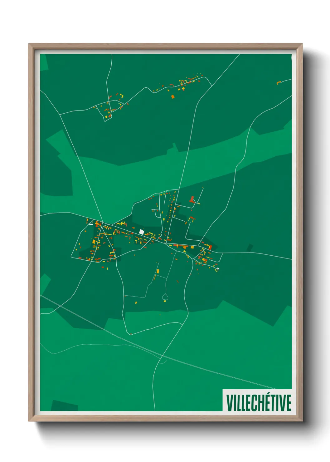 Une affiche de carte sur Villechétive