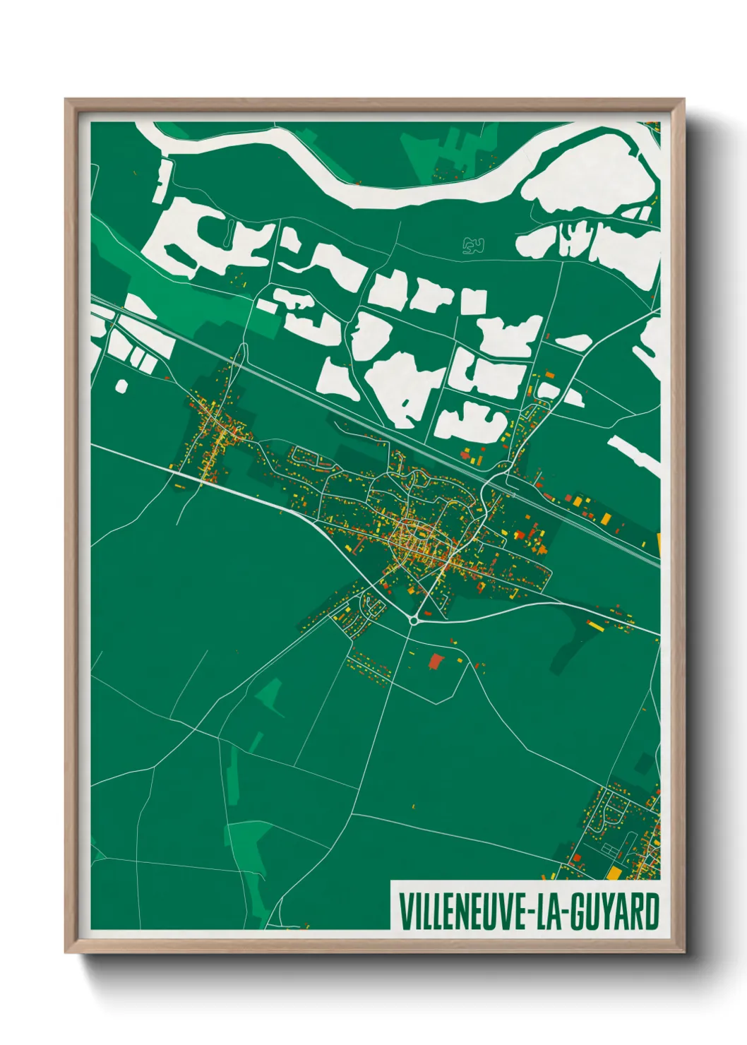 Une affiche de carte sur Villeneuve-la-Guyard