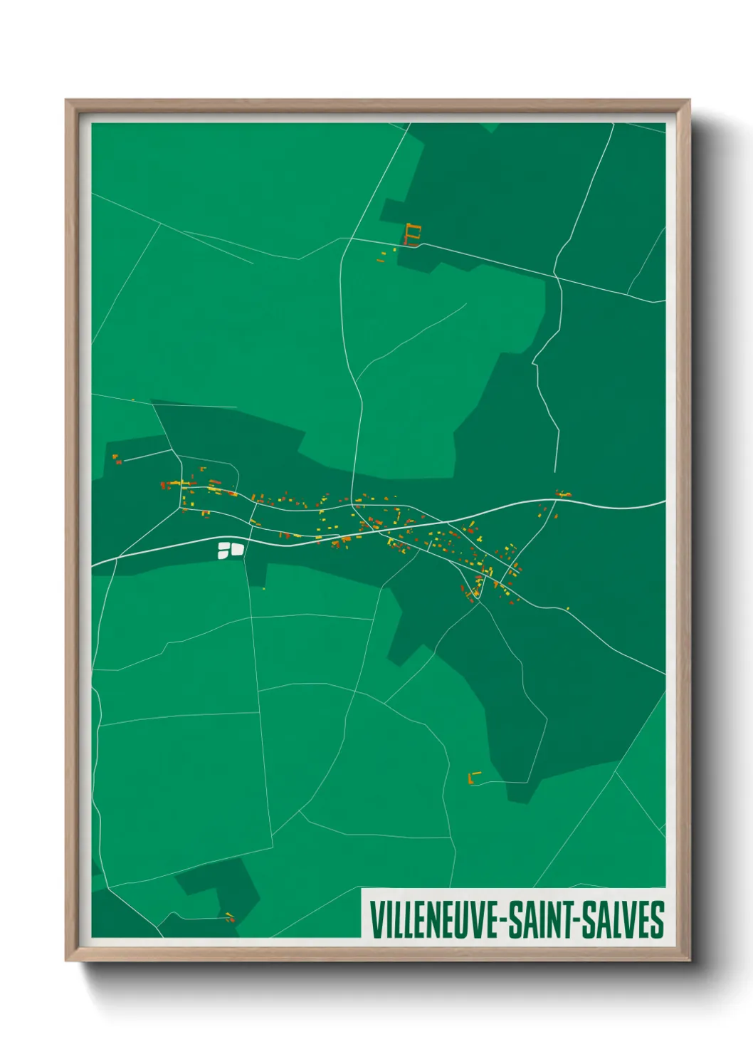 Une affiche de carte sur Villeneuve-Saint-Salves