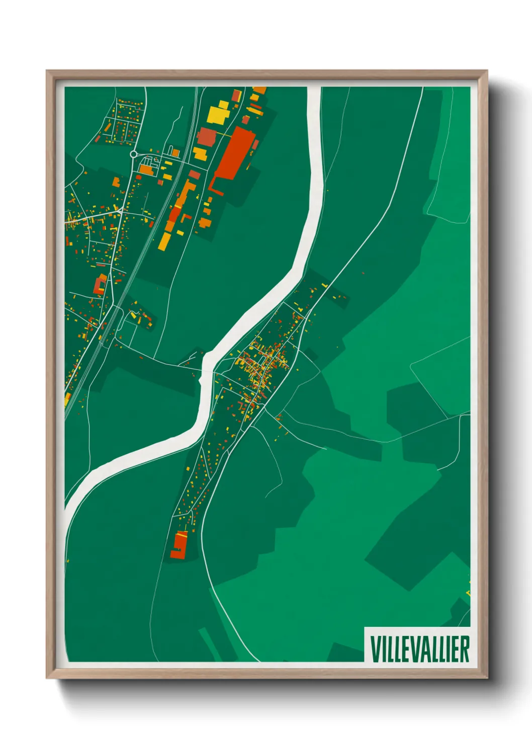 Une affiche de carte sur Villevallier