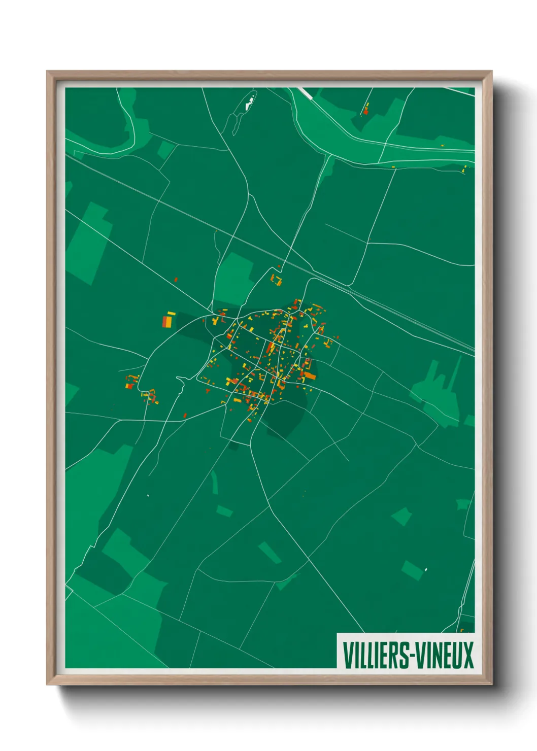 Une affiche de carte sur Villiers-Vineux