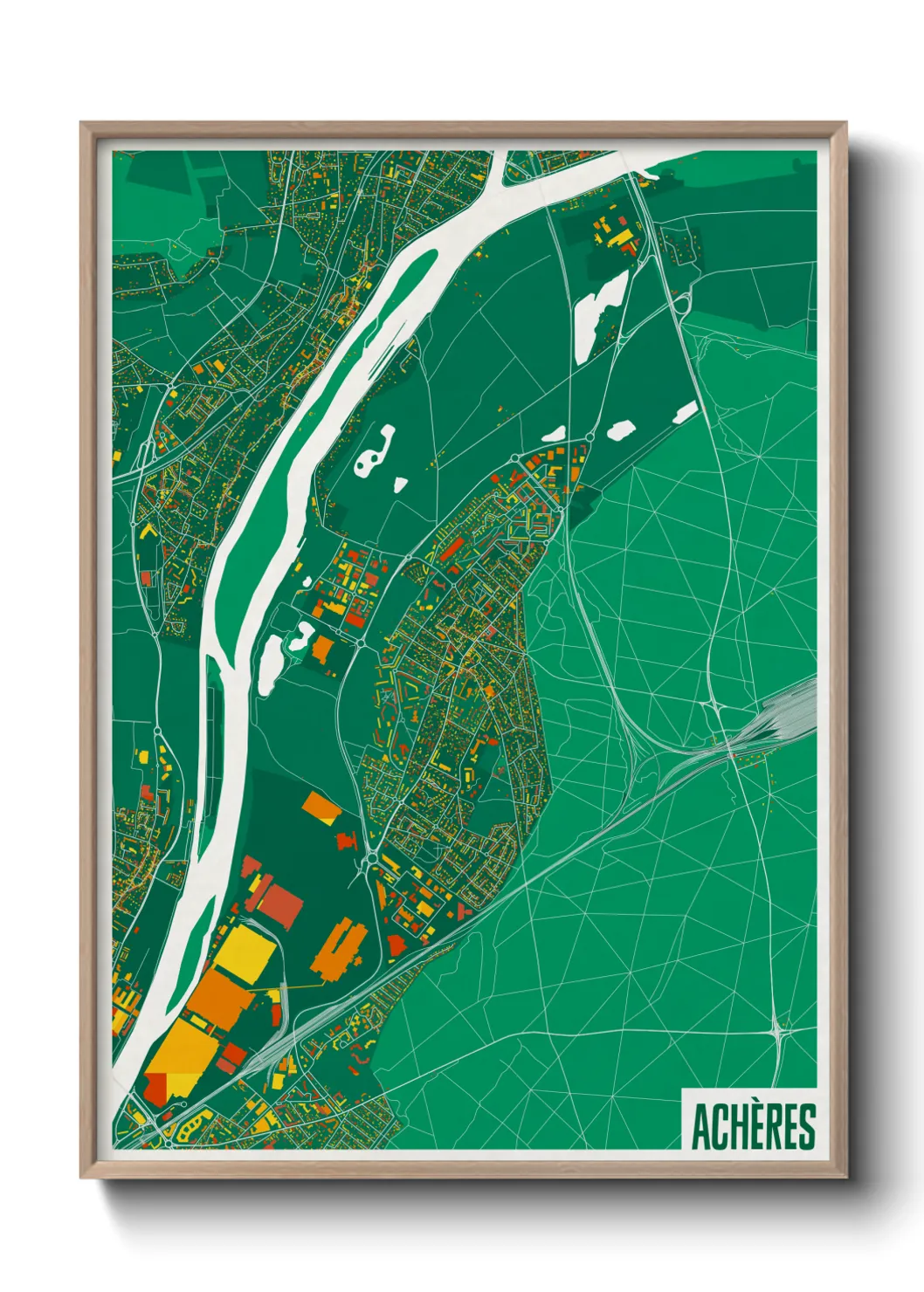 Une affiche de carte sur Achères