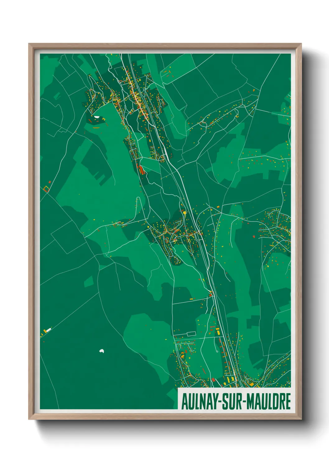 Une affiche de carte sur Aulnay-sur-Mauldre