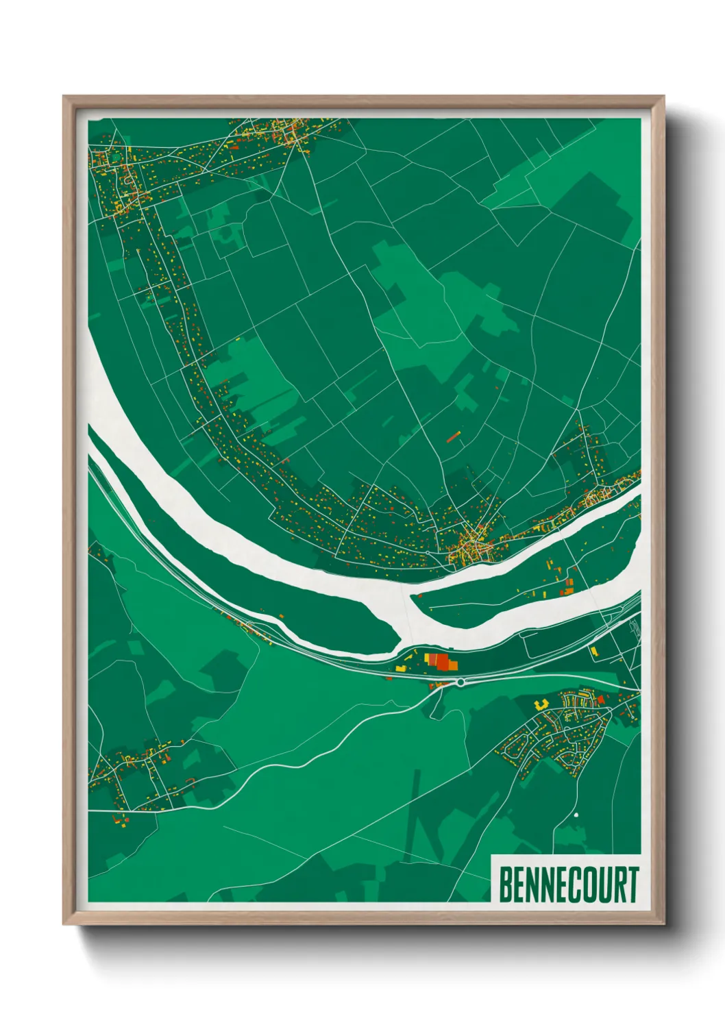 Une affiche de carte sur Bennecourt