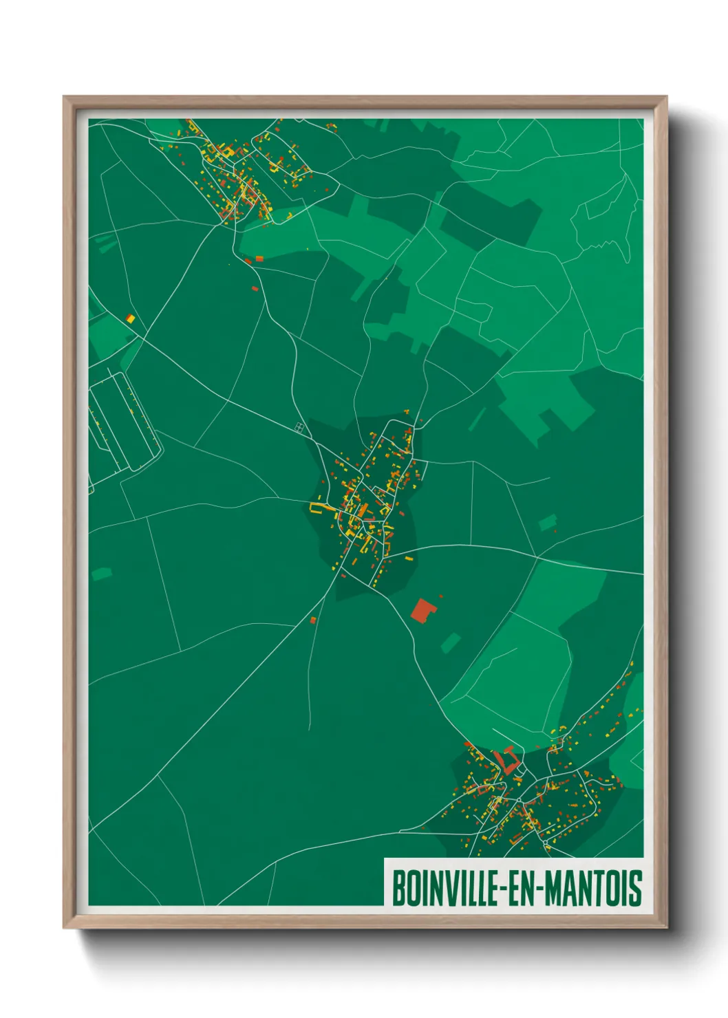 Une affiche de carte sur Boinville-en-Mantois