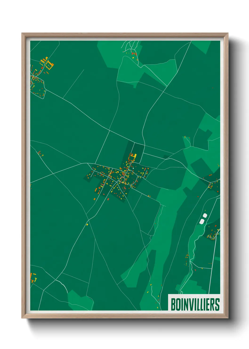 Une affiche de carte sur Boinvilliers