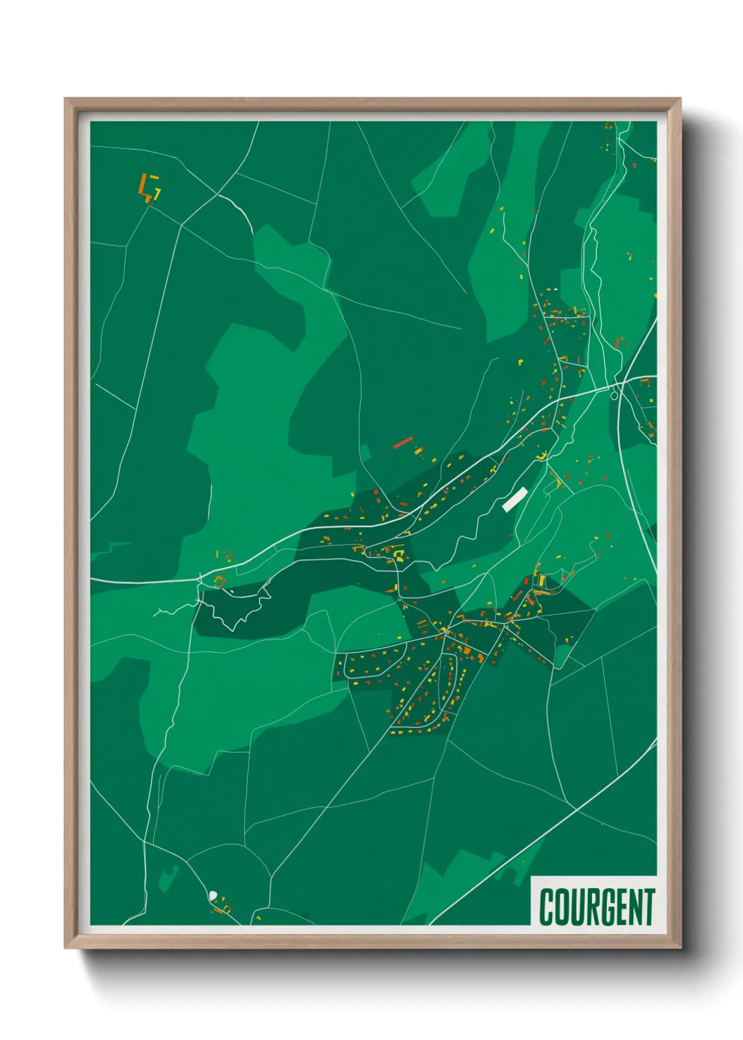 Une affiche de carte sur Courgent