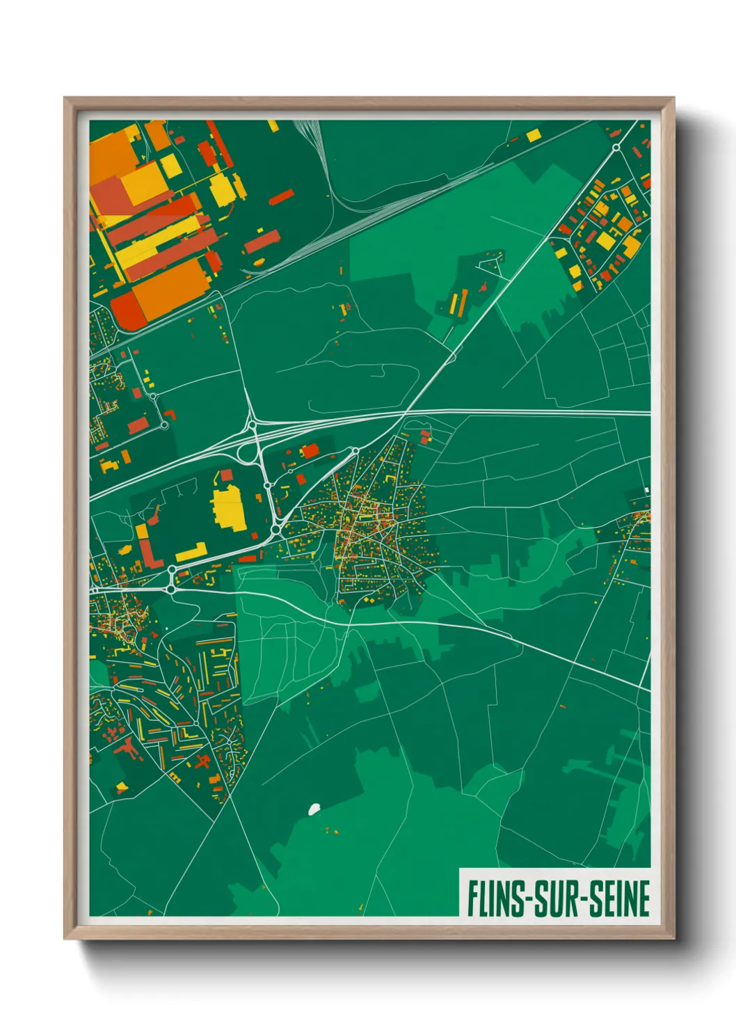 Une affiche de carte sur Flins-sur-Seine