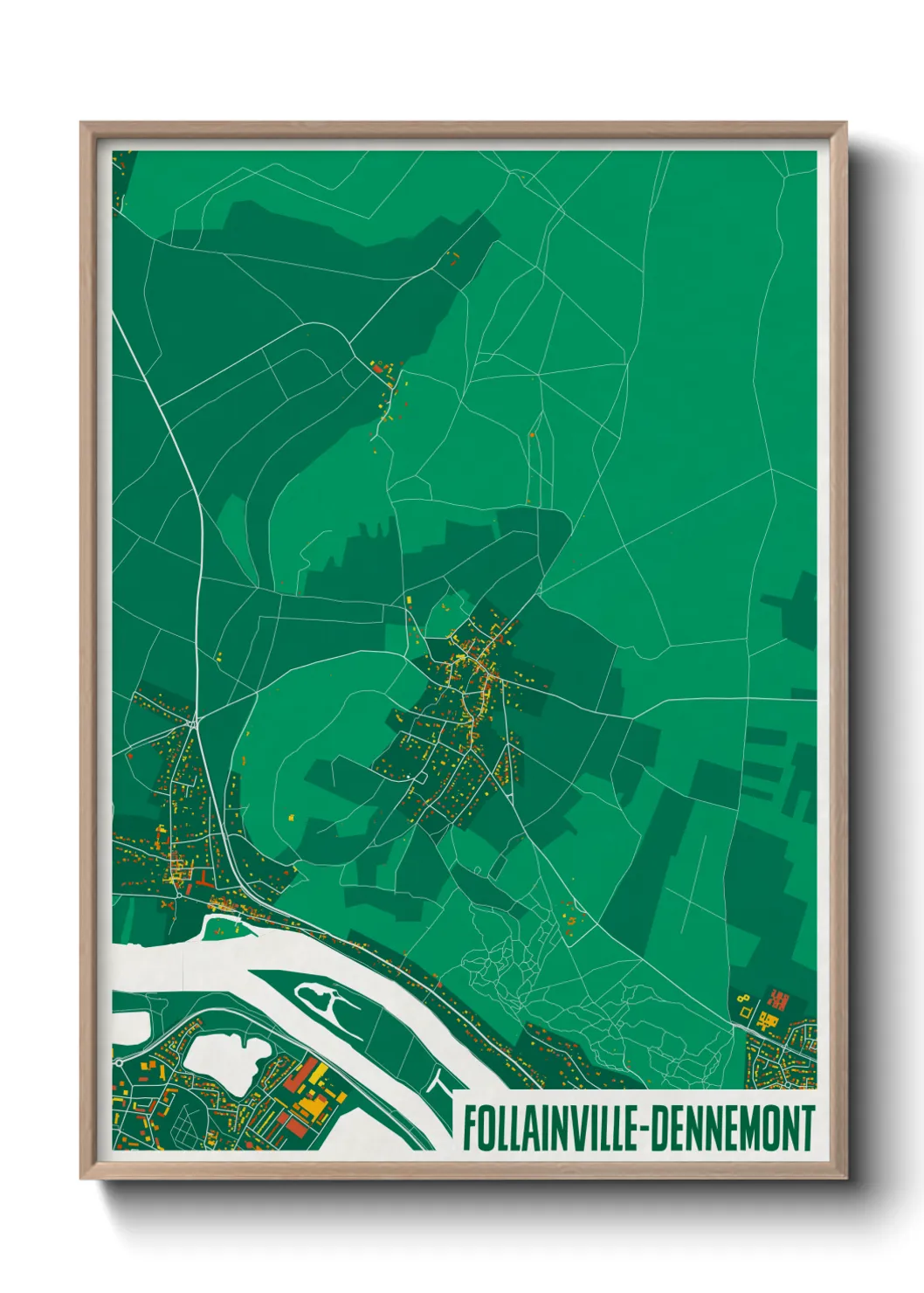 Une affiche de carte sur Follainville-Dennemont