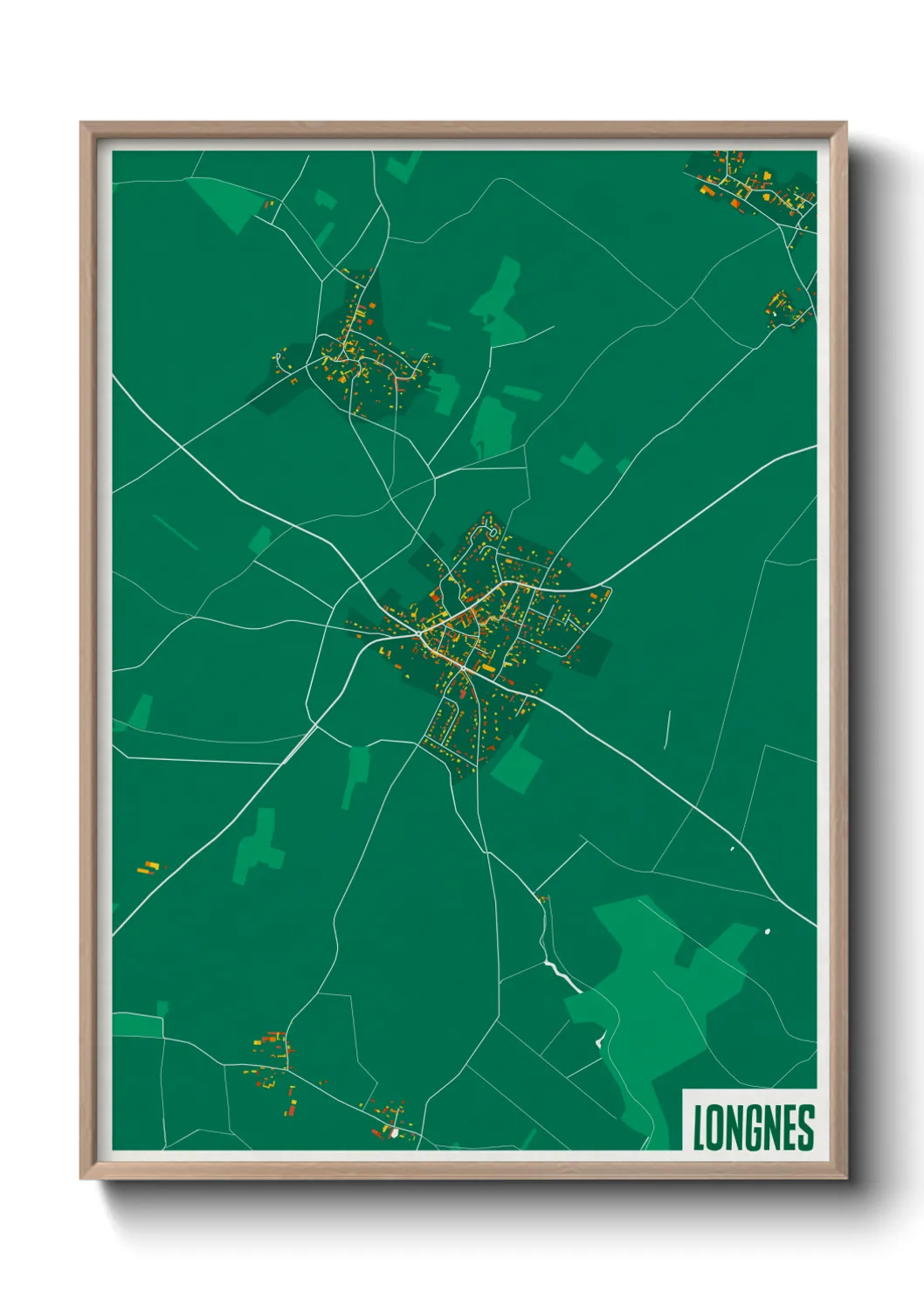 Une affiche de carte sur Longnes