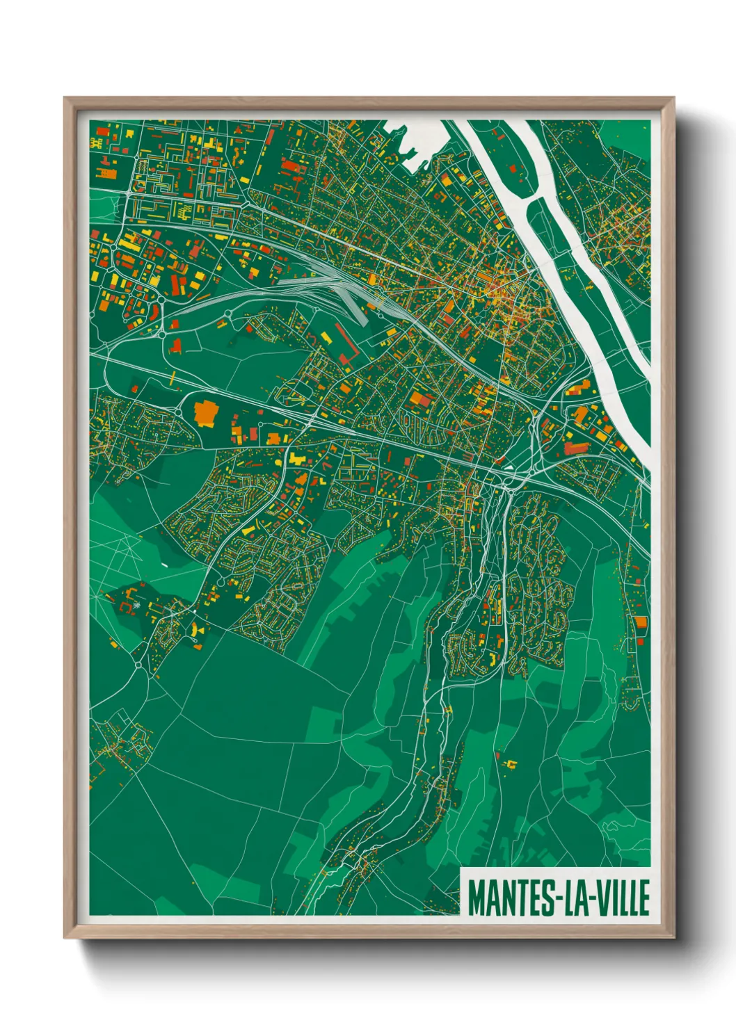 Une affiche de carte sur Mantes-la-Ville