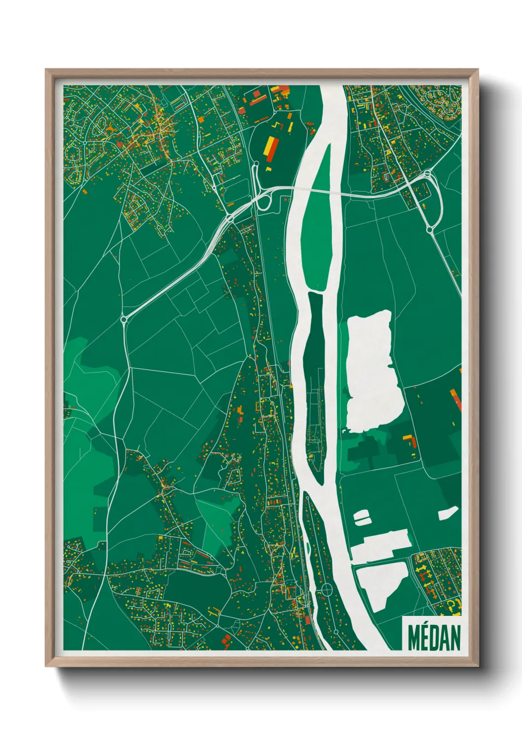 Une affiche de carte sur Médan