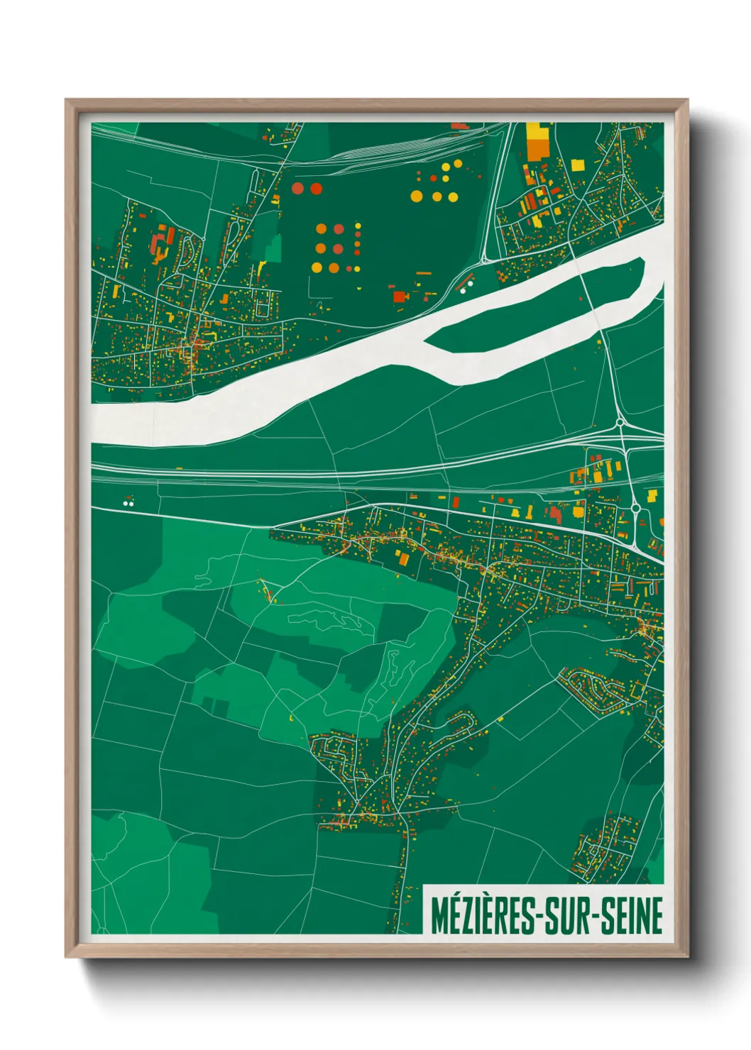 Une affiche de carte sur Mézières-sur-Seine