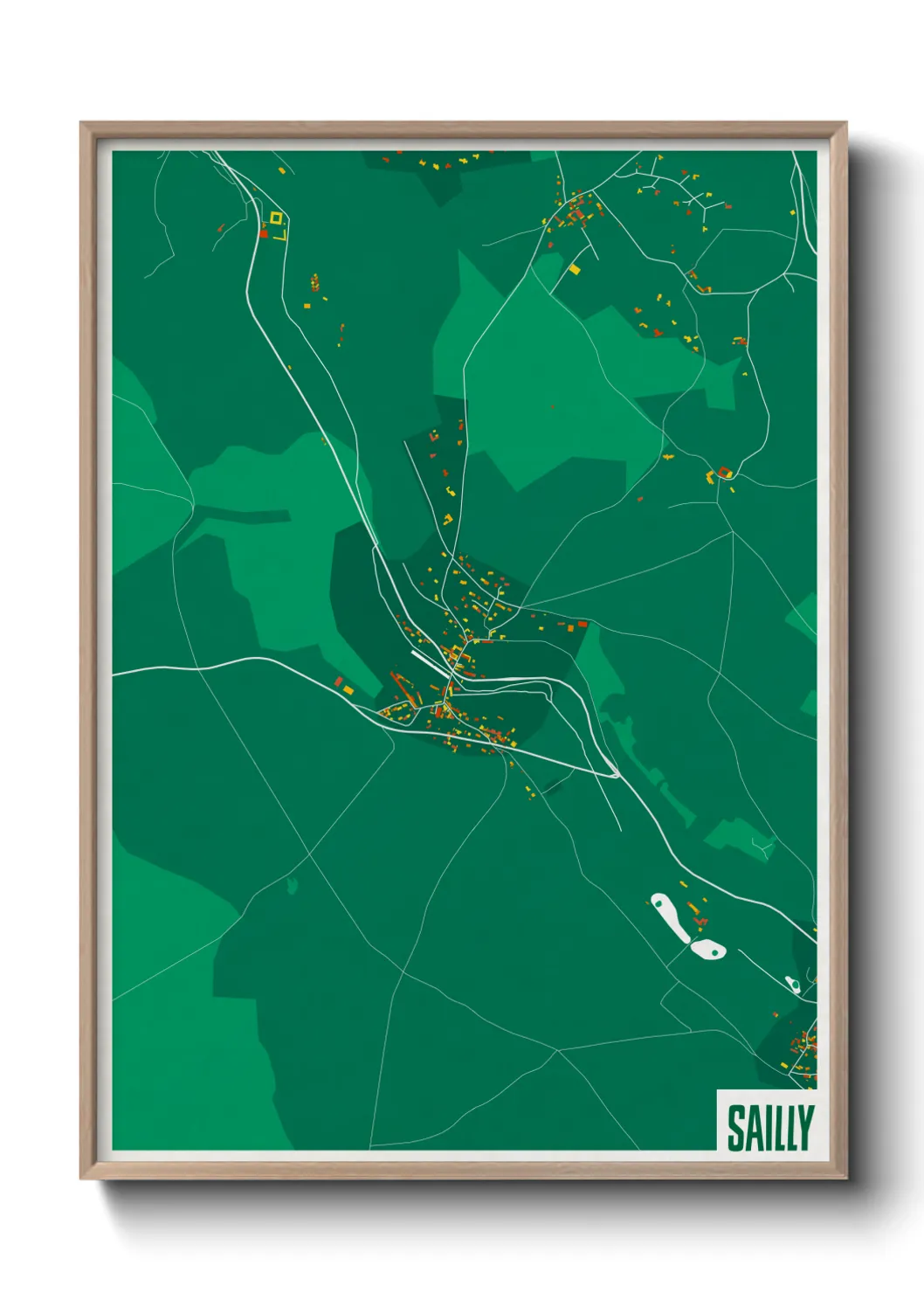 Une affiche de carte sur Sailly