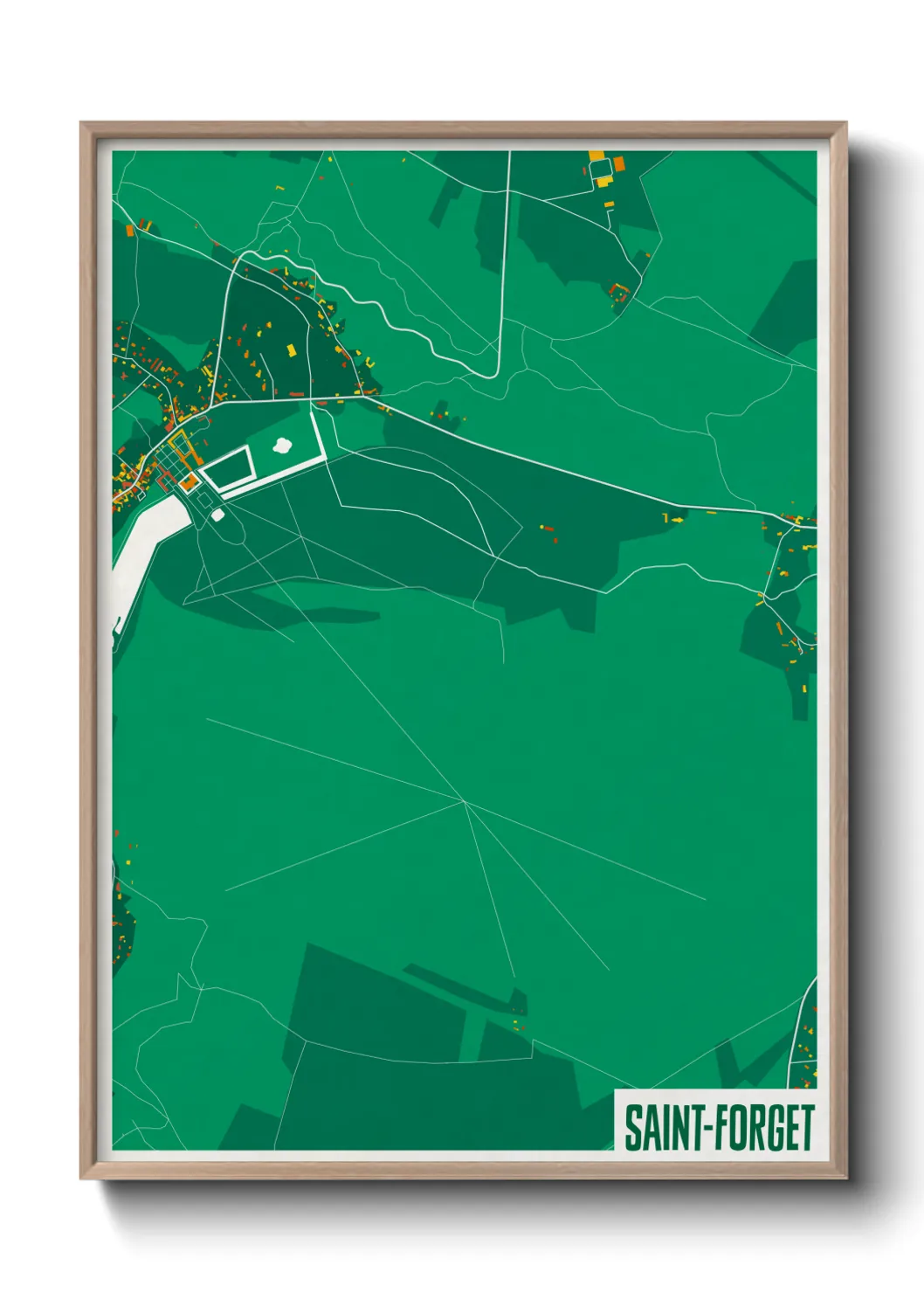 Une affiche de carte sur Saint-Forget