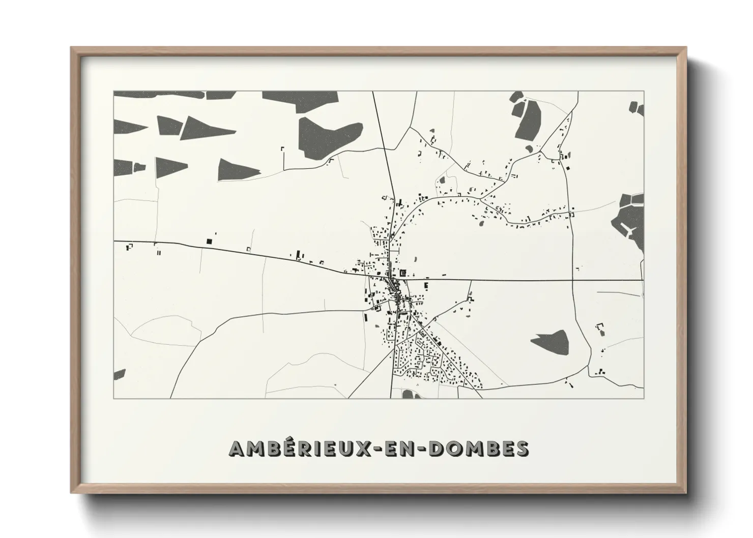 Une affiche de carte sur Ambérieux-en-Dombes