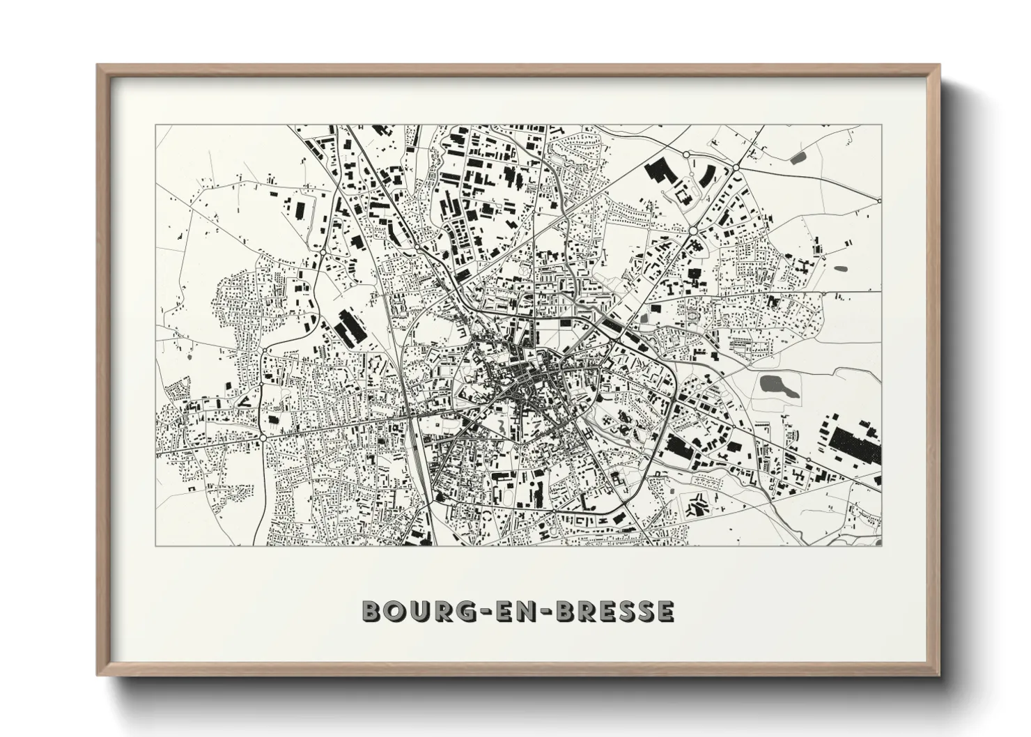 Une affiche de carte sur Bourg-en-Bresse