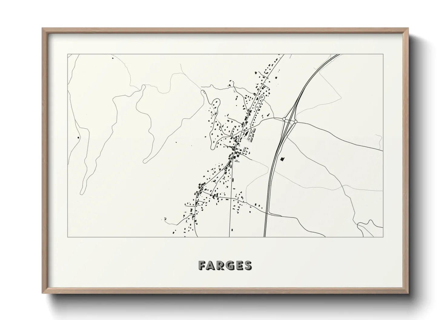 Une affiche de carte sur Farges