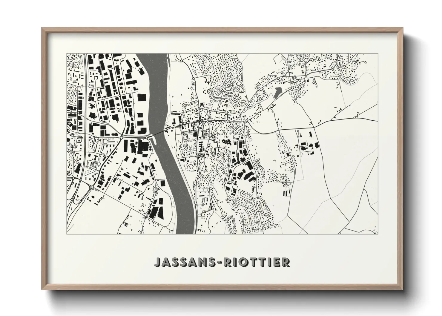 Une affiche de carte sur Jassans-Riottier
