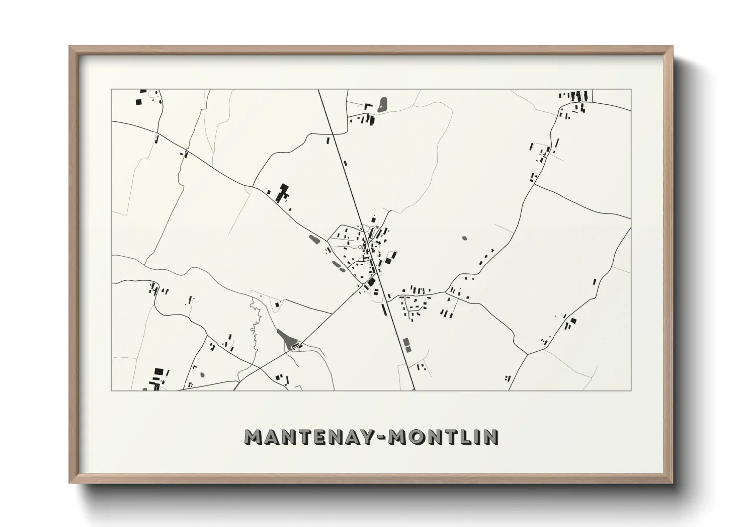 Une affiche de carte sur Mantenay-Montlin