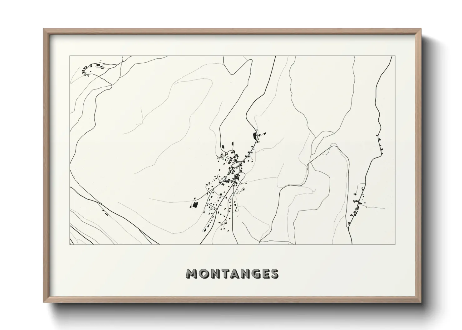 Une affiche de carte sur Montanges